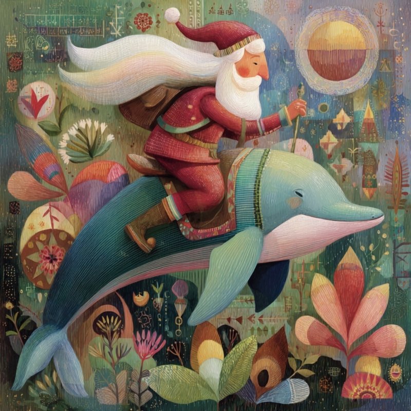 Santa Riding Dolphin