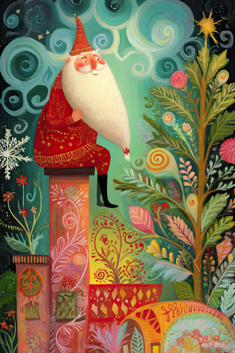 Whimsical Santa Scene