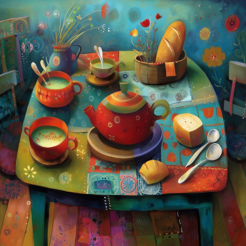 Colorful Tea Set Arrangement