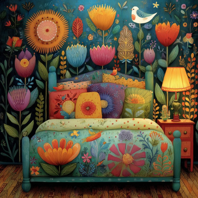 Floral Bedroom Illustration 3
