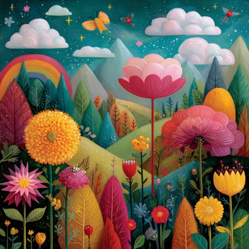 Whimsical Floral Landscape
