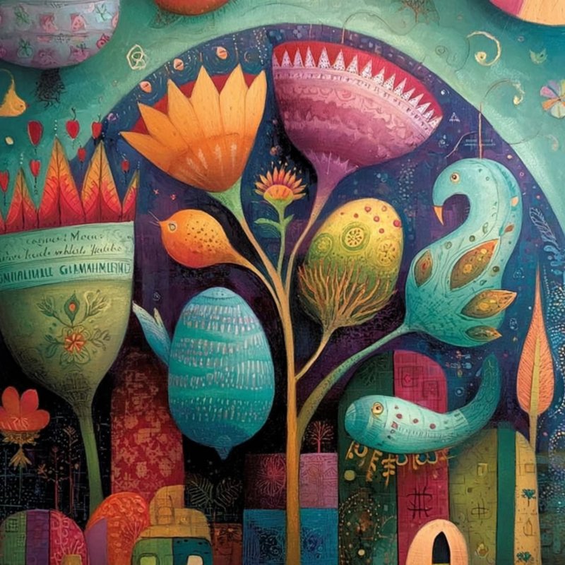 Whimsical Floral Scene